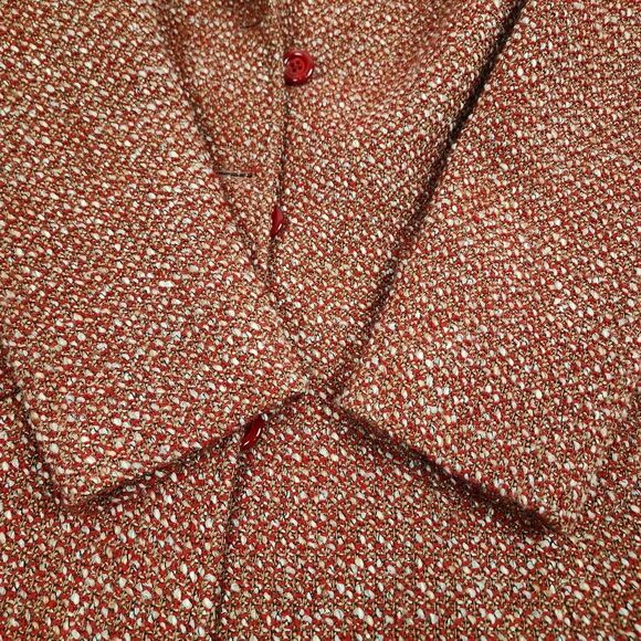 Rodel Spa Italy Wool Blend Coat Red White Cream Fall Winter Size 10 - Picture 12 of 16